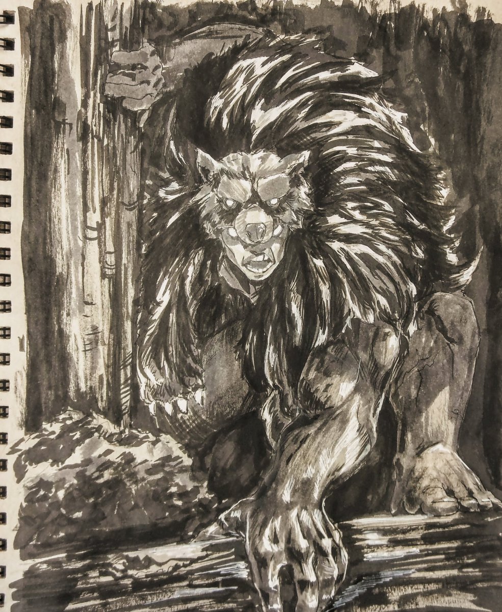 Beast man is on the prowl! I want to do more stuff with lots of ink.
