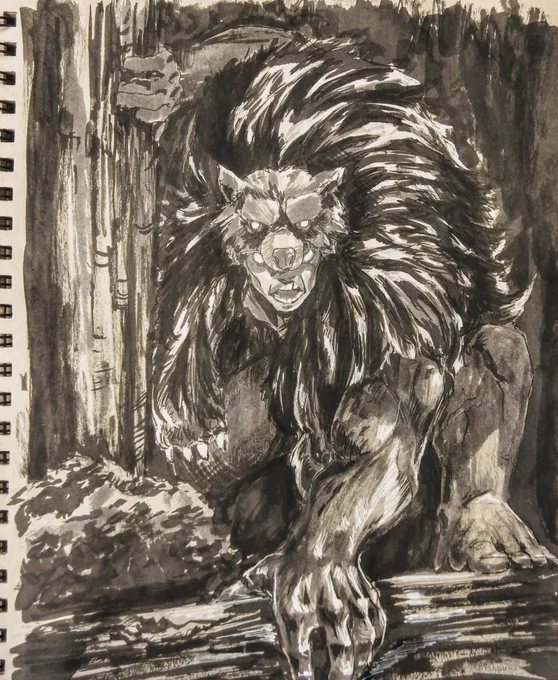 Beast man is on the prowl! I want to do more stuff with lots of ink. 