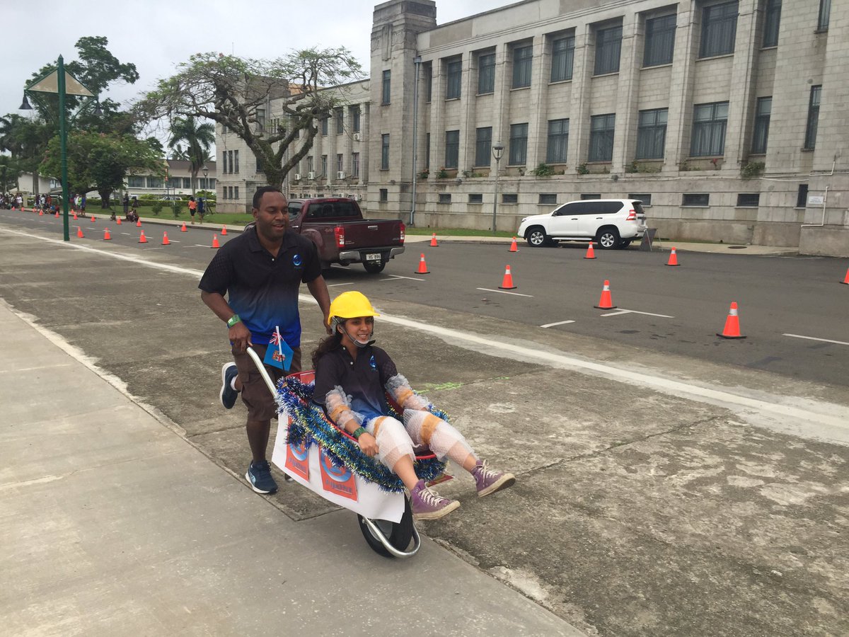 GeoffreyFiji's tweet photo. Bluescope wins inaugural Hilton Wheelbarrow Charity race @ Suva's Albert Park. @FijiOneNews #suninsurance #hiltonrace https://t.co/dfpVqH1vwx