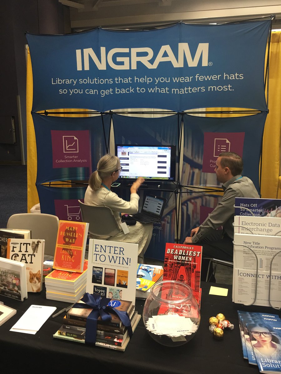 IngramContent's tweet image. Stop by booth 602 for an Edelweiss Analytics demo with Beverly - smarter collection management for your library. #CLASwingIntoAction