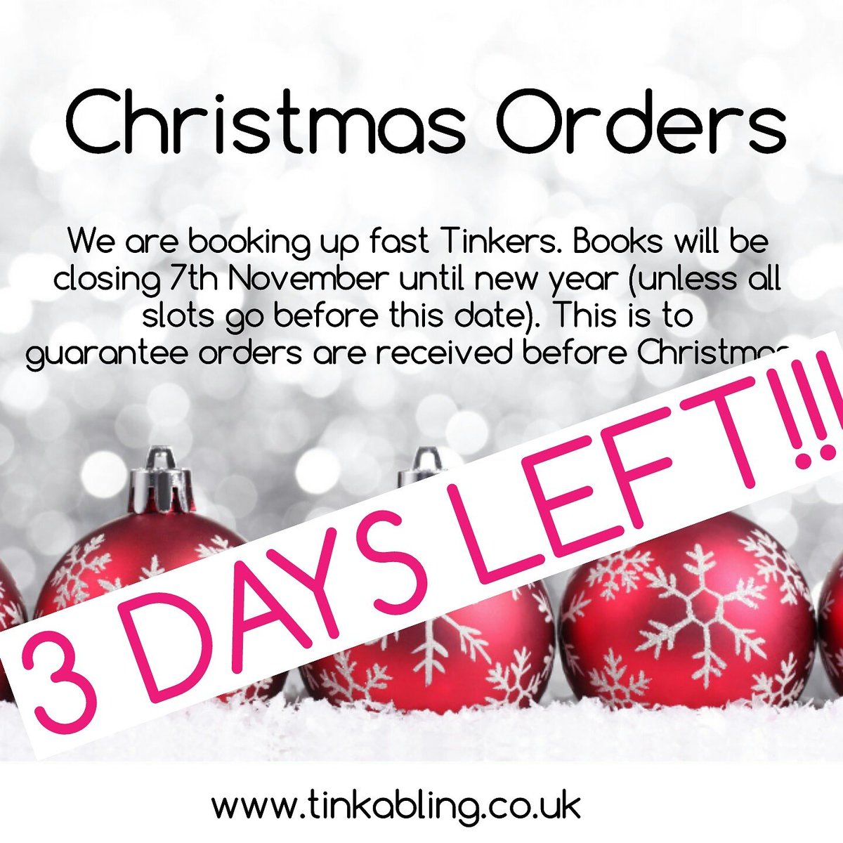 TinkaBling's tweet photo. Books close Monday till after Christmas!! Order now at https://t.co/1h6NbPE4iE xx https://t.co/7OB4nTgRkT
