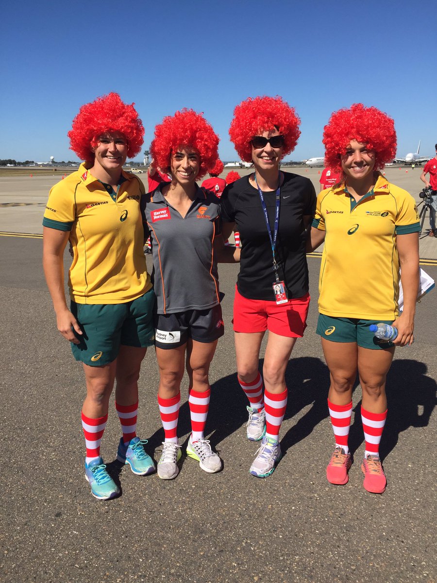 sallyfielke's tweet photo. Our top athletes hit the runway for a great cause #RunwayRun @RugbyPlayersAus @GWSGIANTS https://t.co/QsrgwH8uUL