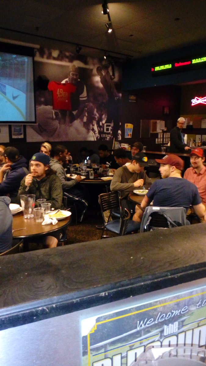 canesmfootball's tweet photo. Team supper at Eastside Mario's getting fuel up for the championship game https://t.co/GsxVCFVepb