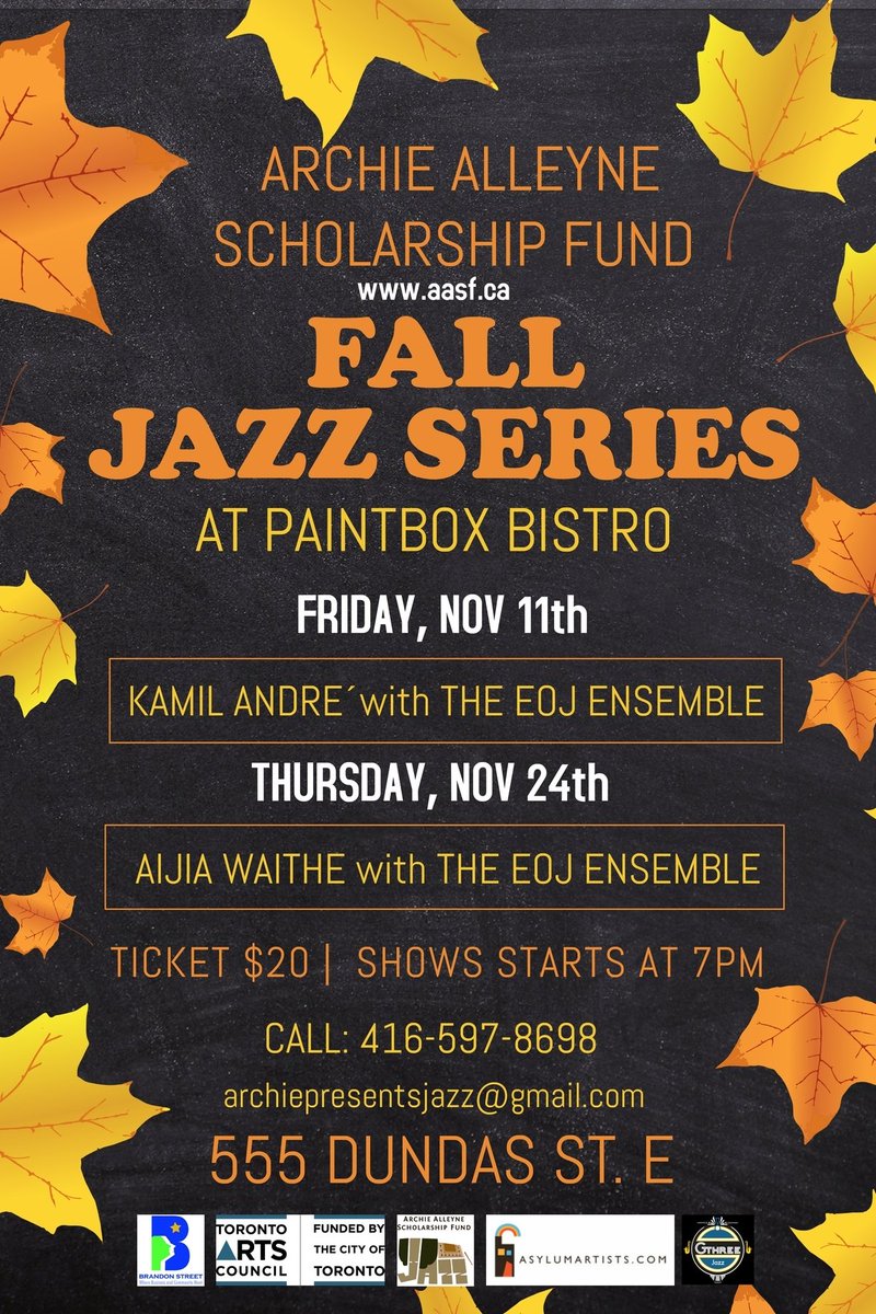 ArchieAASF's tweet photo. FRI 11 NOV @ArchieAASF presents the #FallJazzSeries with #KamilAndré, @EhJieAh &amp; the #EOJEnsemble at @Paintbox_Bistro Show starts at 7pm https://t.co/WojV3pBL9A