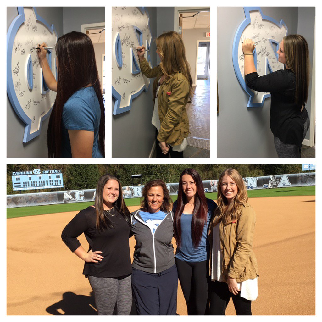 UNCSoftball's tweet photo. So great to visit with @amy_may7 @kristennbrown &amp;@lfuller03 #homecoming#Pride https://t.co/4fXcJSYk61