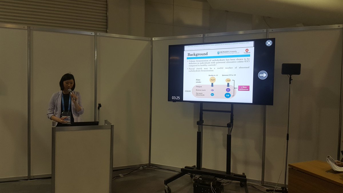 MonashFODMAP's tweet photo. Ck Yao presents her poster at #apdw2016 showing patients with ulcerative colitis consume less resistant starch than controls @yao_ck https://t.co/MFsHuGmIvP
