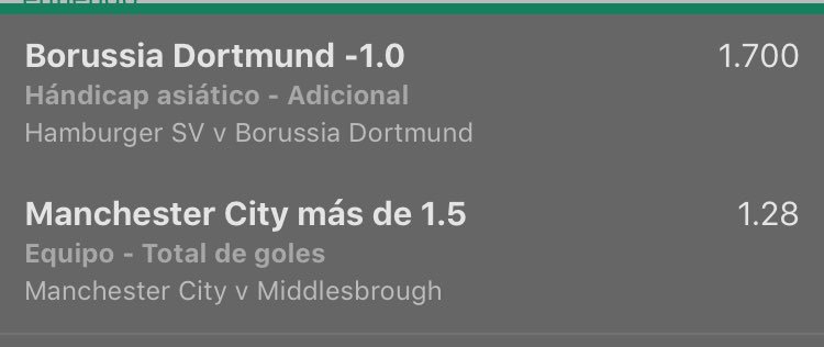 andgba's tweet photo. Pick 2:
Hamburgo vs Dortmund
City vs Middlesbrough
▶️Dortmund -1HA + City over 1,5 goles
@2,18 
Stake 1 https://t.co/aHLKkQEn5q