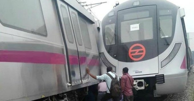 InfoblazeINDIA's tweet image. Two #DelhiMetro Trains #Collide During Trial Run On The First #DriverlessTrain Line | sco.lt/5qgF29
