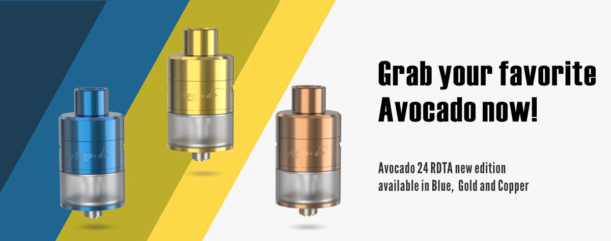 VapeThink's tweet image. Grab your favorite Avocado now : Avocado 24 RDTA new edition available in Blue, Gold and Copper. 
vapethink.com  
#vapethink #vape