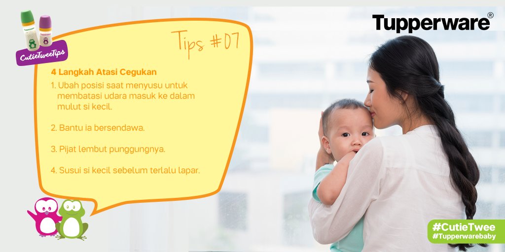 tupperwareID's tweet photo. Redakan cegukan si kecil dgn langkah-langkah di bawah ini. Retweet #CutieTwee Tips ini yuk. https://t.co/6BMSXzeTps #TupperwareBaby https://t.co/7k93IjhotE
