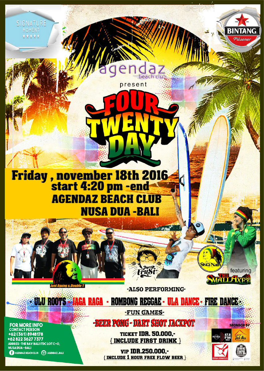 #reggaeevent #reggae #420day  come and join at <a href="/Agendaz_Bali/">Agendaz Beach Club </a> we celebrate togetherness with spirit of regga, nov 18th nusa dua, bali