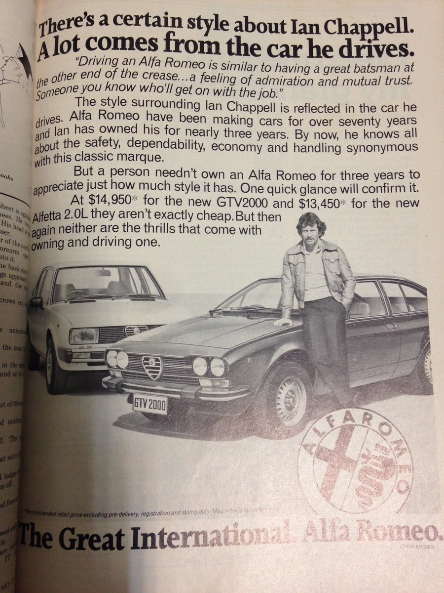 Big session for Aussies on <a href="/MRNCricket/">Macquarie Cricket</a> with <a href="/Karl6pr/">Karl Langdon</a> , Chappelli and myself
Chatting pitches
Hopefully wickets
1972 Alfa Romeos
#ausvsa