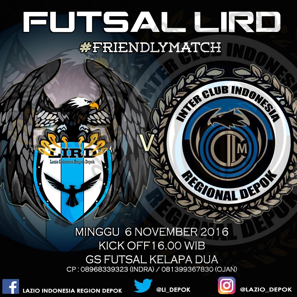 #FutsalFriendlyMatch : LIRD v <a href="/ICI_Depok/">ICI Regional Depok</a> Minggu 6 November 2016, GS futsal Kelapa Dua Depok #Ramaikan