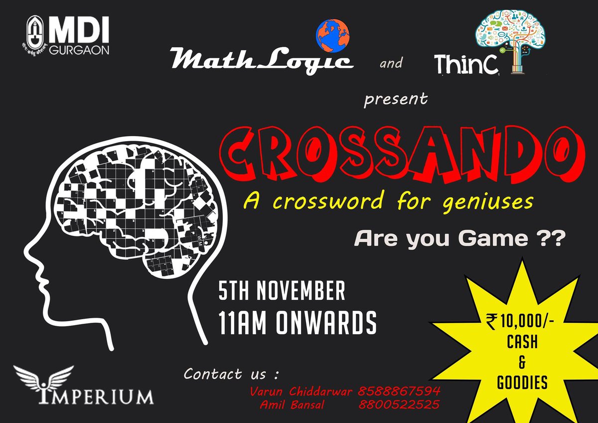 Imperium_MDI's tweet photo. ThinC eith Imperium presesnts Crossando. 
Starts at 11 am. #Imperium16 #LeadTheChange #MDIGurgaon https://t.co/V70U20Abxq