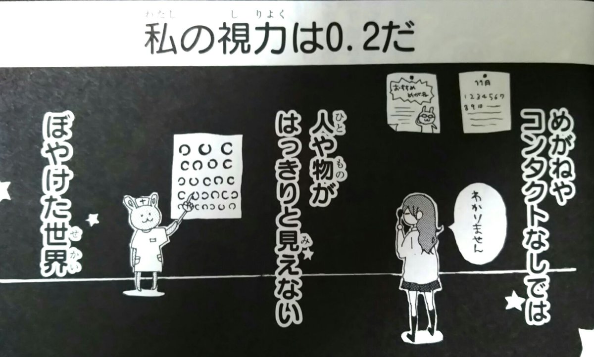 単行本、妄想ラブクラッシャーに収録されてるデビュー作(*^^*)
コンタクトを落として視界がぼやけながらも好きな人のために黒板を必死に見ようとする主人公(゜〇゜) 
