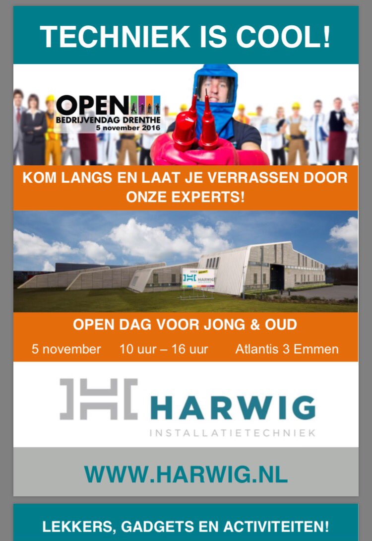 HARWIGBV's tweet photo. Vandaag gaan we #knallen #zinin #techniekiscool #emmen #openbedrijvendag kom langs! @AdamGoodCookies @DrentheCollege https://t.co/xSoUD7P2Cl