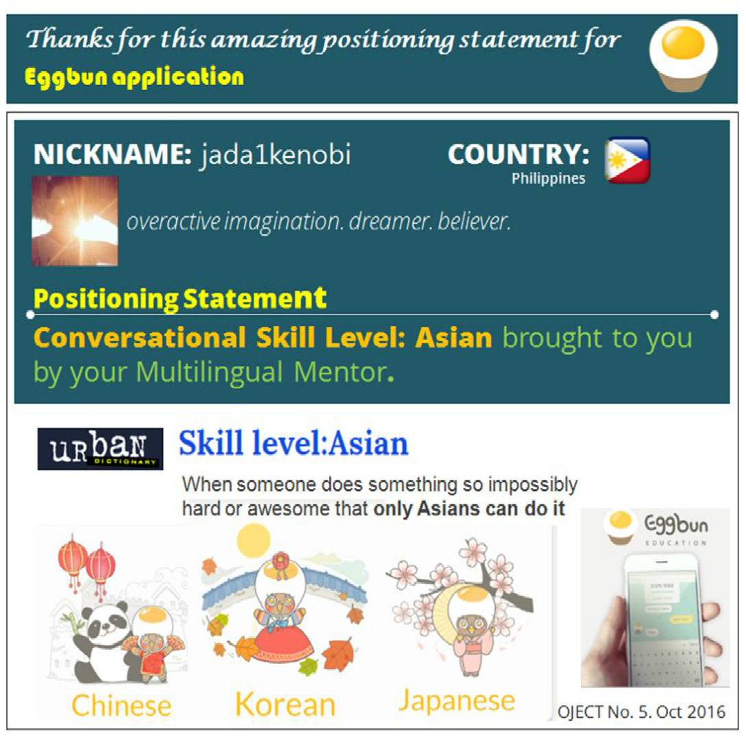 SEA_marketing's tweet photo. #SkillLevelAsian - #positioning made for #Eggbun app by our #MarketingCrew.  https://t.co/bkF7OBc04d
#MachineLearning #Chatbot https://t.co/mYsFLnMFxw
