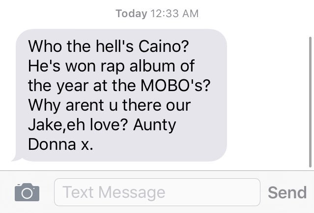 LunarCFT's tweet photo. My Aunty watched the Mobo's last night ๐๐๐๐๐disrespectful #EhLove https://t.co/xEDaIOqW43