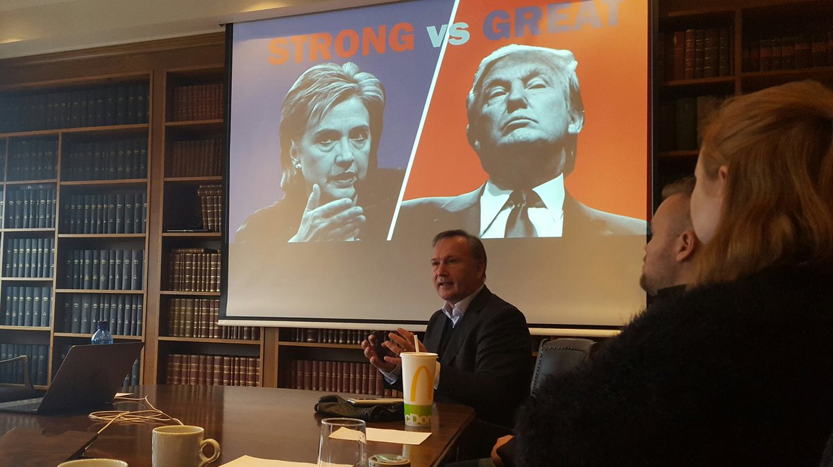I dag er vi på seminar om valget i USA. Spennende innspurt i valgkampen! Husk valgvake på Høyres kontor på tirsdag fra kl. 20 :)