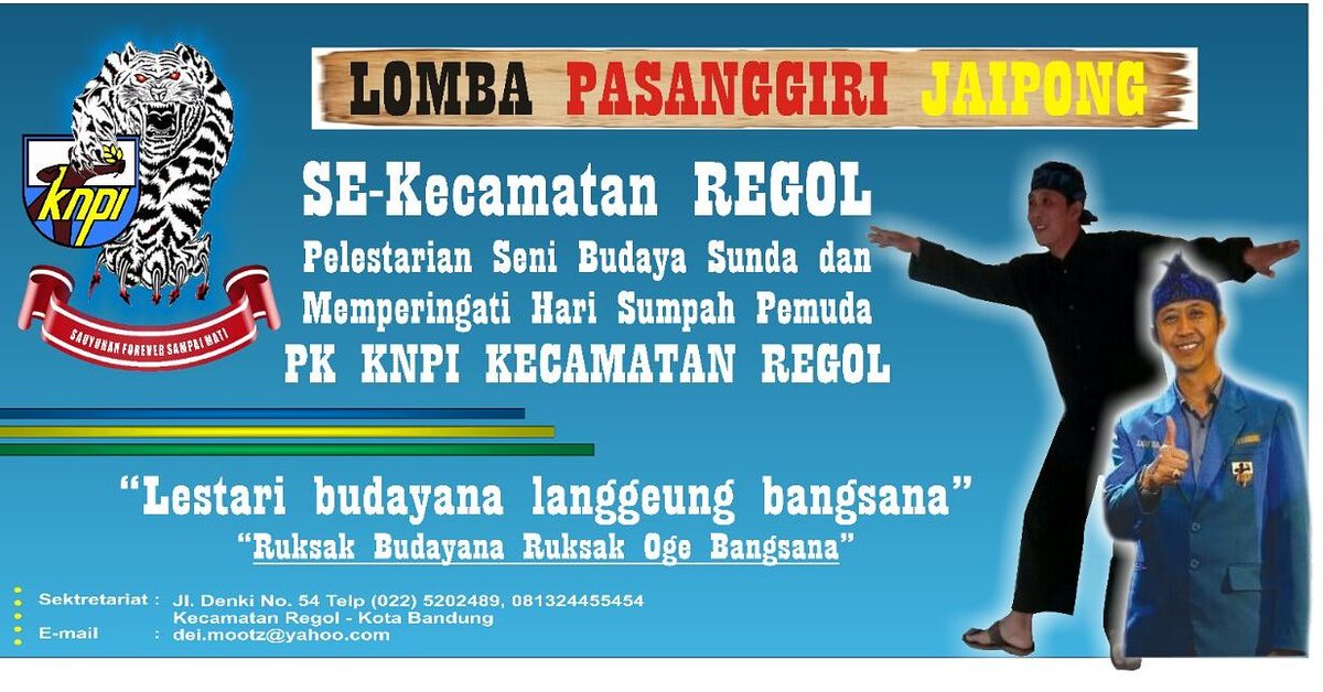 Datang dan Saksikan Acara PK KNPI Regol. <a href="/ridwankamil/">Ridwan Kamil</a> <a href="/sekitarbdg_/">Sekitar Bandung</a> <a href="/seputarbdgraya/">Seputar Bandung Raya</a> @BDGsosmed <a href="/yossiirianto/">Yossi Irianto</a> <a href="/OdedMD/">Oded Muhamad Danial</a> <a href="/Sigitiskandar77/">sigit iskandar</a>