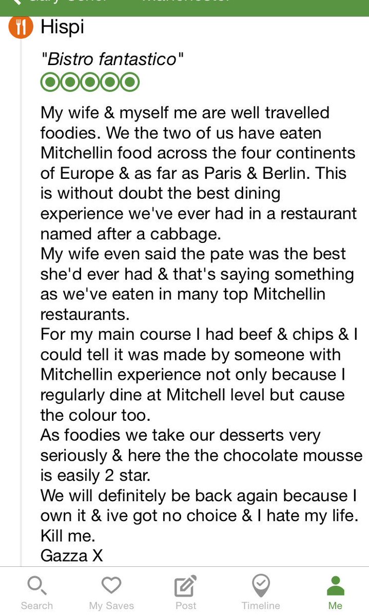 Really lovely to see some positive feed back on the worlds leading review site.