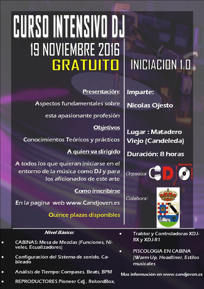 Presentamos el I Curso INTENSIVO Dj, 🏃🏼🏃🏼‍♀️aún quedan plazas !!!!!
