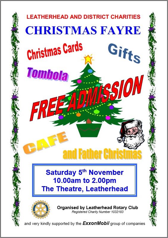 Please don't forget today's #Leatherhead #Rotary #Charity #Christmas #Fair at <a href="/Lhdtheatre/">Leatherhead Theatre</a> 😊 <a href="/sryhilsradio/">Surrey Hills Community Radio</a> <a href="/newsmolevalley/">Mole Valley News</a> <a href="/BBCSurrey/">BBC Surrey</a>