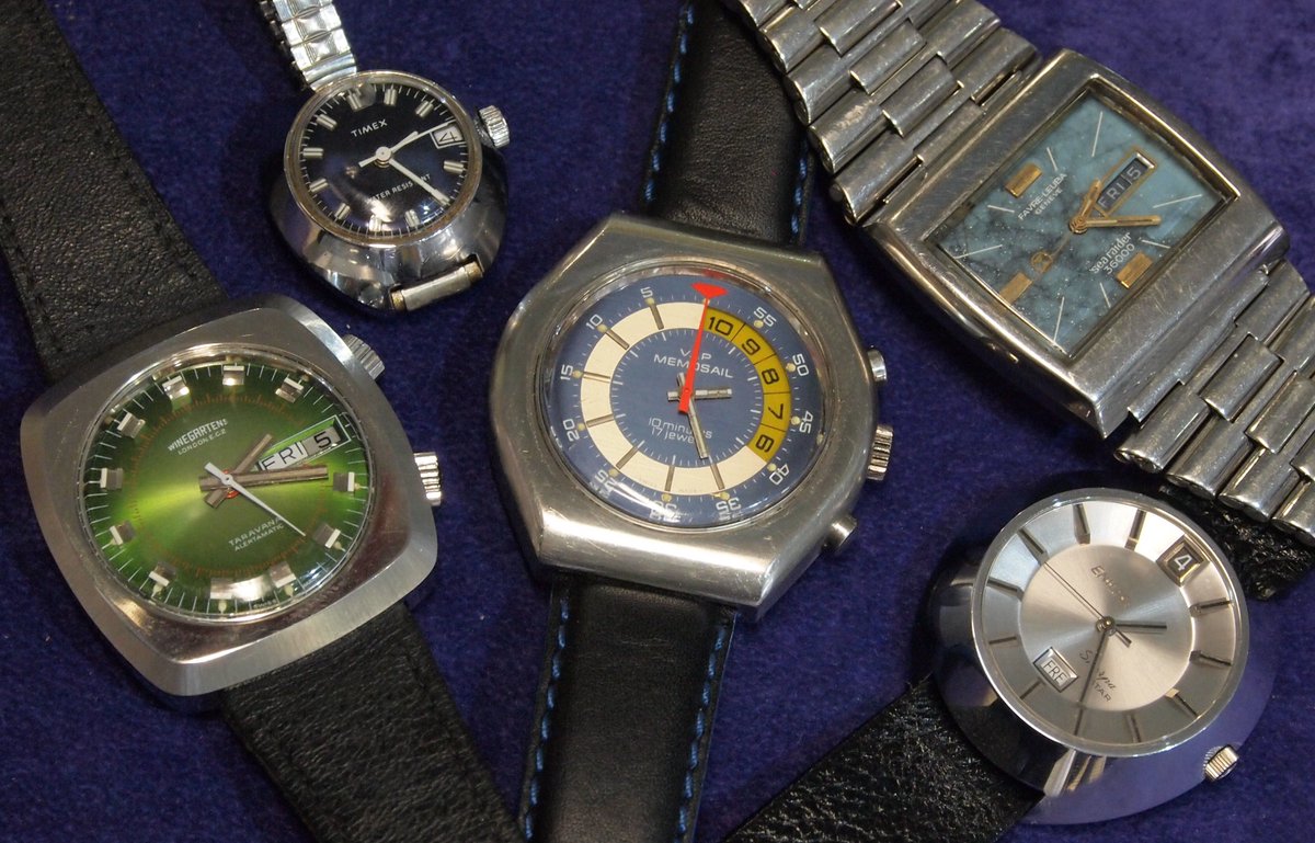 SKJwatches's tweet photo. A selection of #vintagewatch from the 60s and 70s will be on my stand at Taunton clock and watch 6th November. https://t.co/tIEmdDxFiX