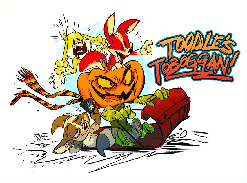 GenevieveTsai's tweet image. Final sketches from my #Halloween #livestream! Please check out #PrismaWave's new #ToodlesToboggan on iOS &amp;amp; Android! prismawave.com