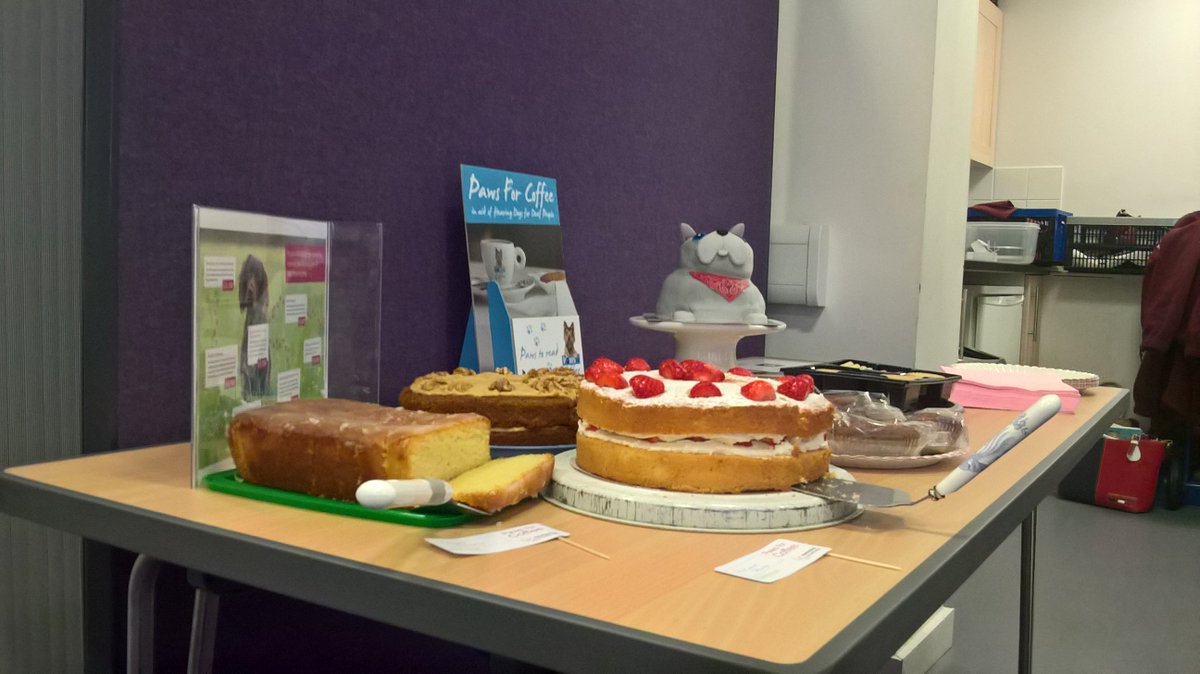 GillYeates's tweet image. Cakes at the ready for Paws for Coffee @HearingDogs  #Chatterislibrary