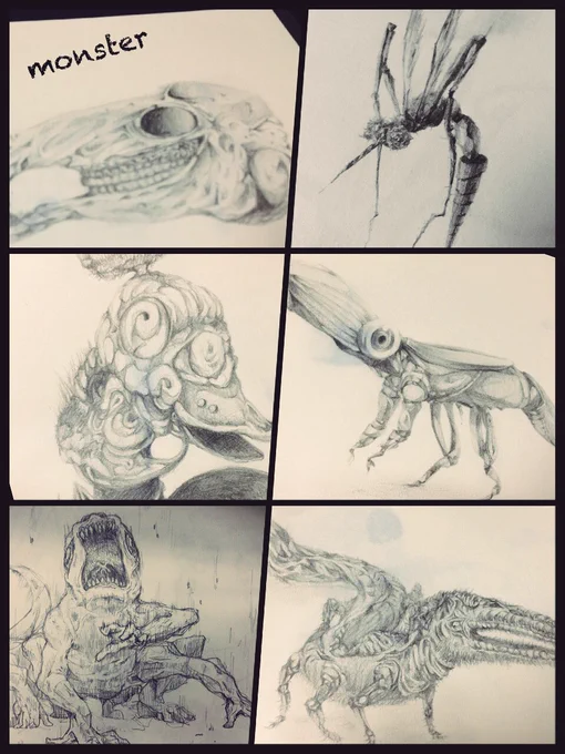 昔々にモンスターをイメージスケッチしたのでてきたから載せておこう 