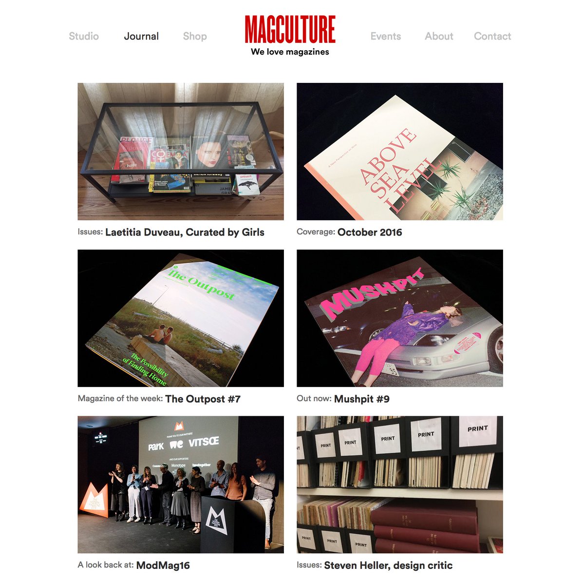 Busy as ever on the Journal this week: Curated by Girls / Coverage / <a href="/theoutpostme/">The Outpost</a> / <a href="/themushpit/">MUSHPIT</a> / ModMag16 bit.ly/4JdBts