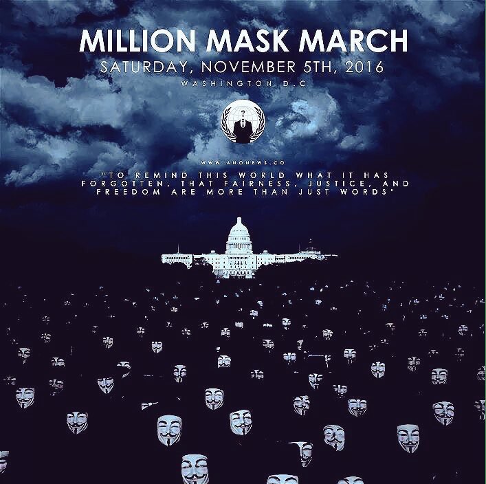 HARMONALISM's tweet photo. #AnonymousLive #November5th #MMMLiveStream2016 #MMMLiveOnThe5 #MillionMaskMarch #MMM2016 #MAGA https://t.co/y0ZfvP7x1G