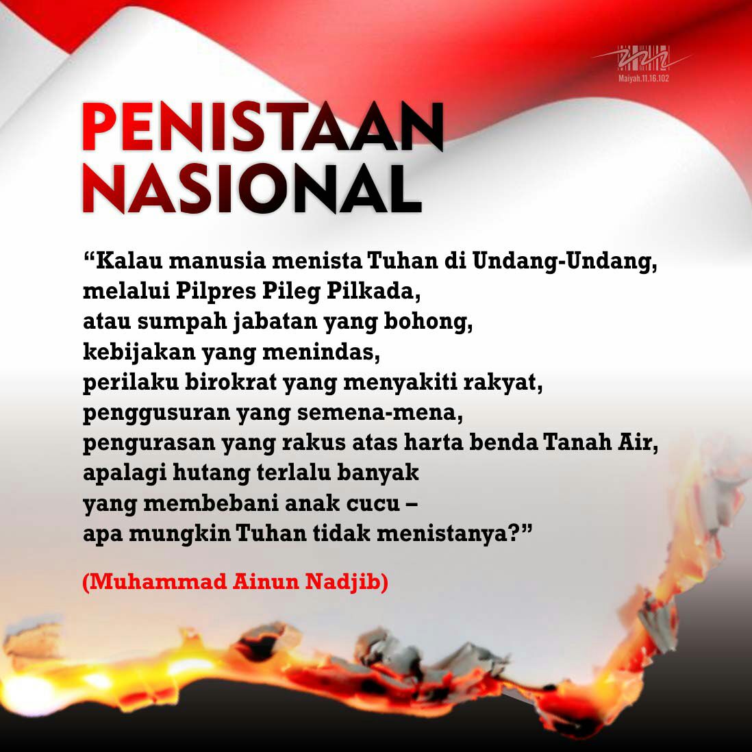 gambangsyafaat's tweet photo. Penistaan Nasional

#CakNun #Emha #EmhaAinunNadjib #Maiyah #KataMaiyah #IlmuHidup #Hikmah #Quotes #OrangMaiyah https://t.co/2ipmqZhWEI