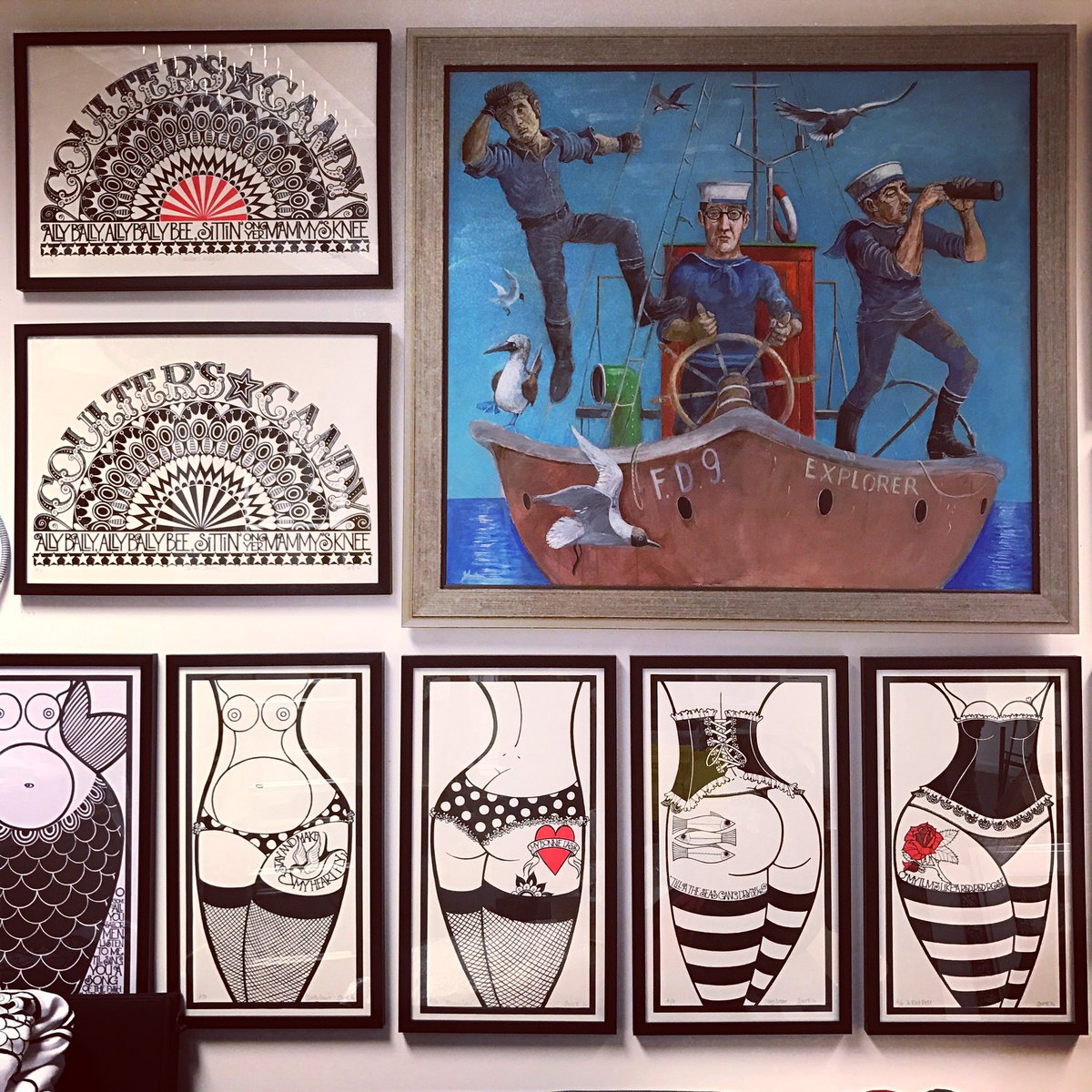 smcgilldesigns's tweet image. Setting up shop.Coulters Candy and the Bonnie Burdies meet Life on the Ocean Wave. #kirkcaldy #screenprints #limitededition #johnjohnstone