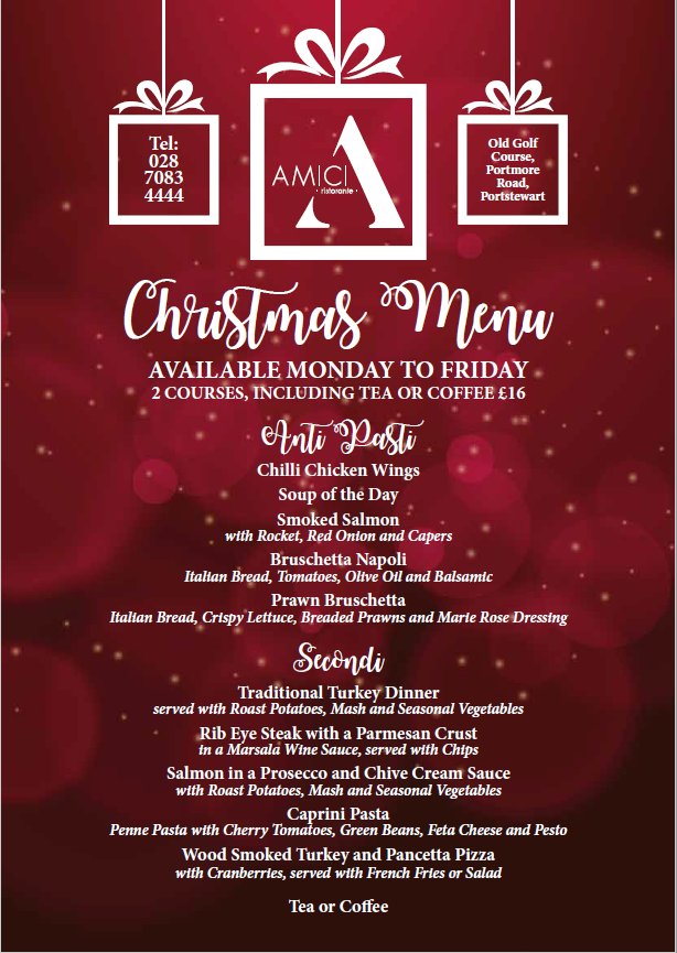 Amici's Christmas Menu is ready! #ChristmasIsComing