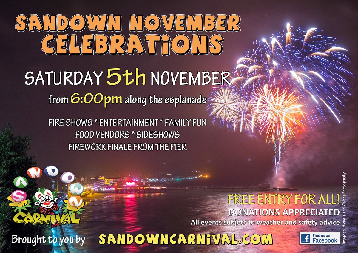 The Islands BIGGEST and BEST #free #fireworks tonight from 6pm around Sandown Pier!  Fire shows - entertainment - firework finale at 8