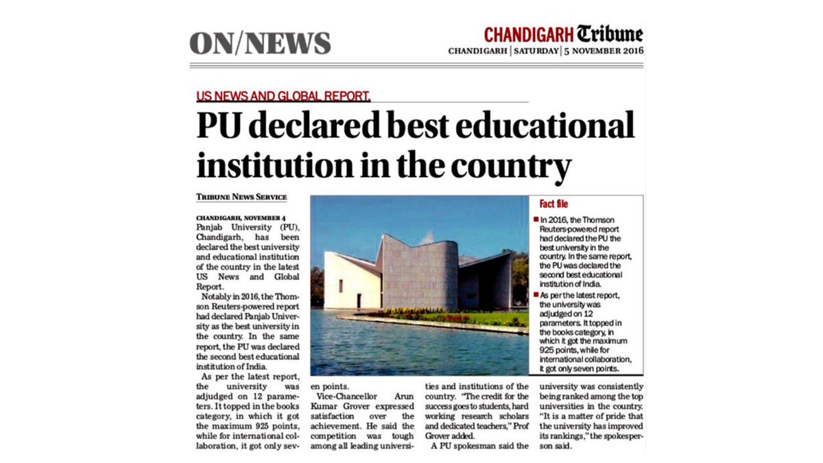Bharatwallahs's tweet photo. Panjab University Chandigarh has been declared the best educational institution in the country.  https://t.co/cxnGYFRIGr https://t.co/MlRxlkFjyd