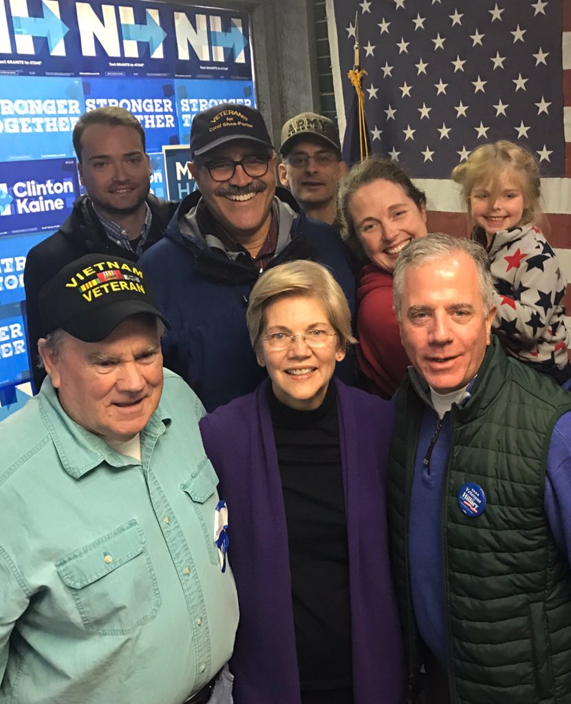 MichaelATrudeau's tweet photo. #Veterans door knocking in #NH for @HillaryClinton. Let's work together for a better tomorrow. w/ @SenWarren #GOTV @VeteransforHill #NHpoli https://t.co/2RR9fVcbVB