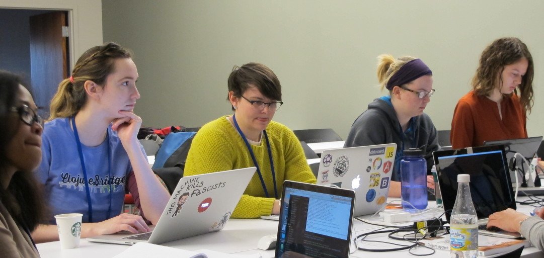 ClojureBridgeMN's tweet image. Diving into Clojure with @melissavoegeli in Track 2 @ClojureBridgeMN λ
clojurebridge-minneapolis.github.io/clojure_functi…