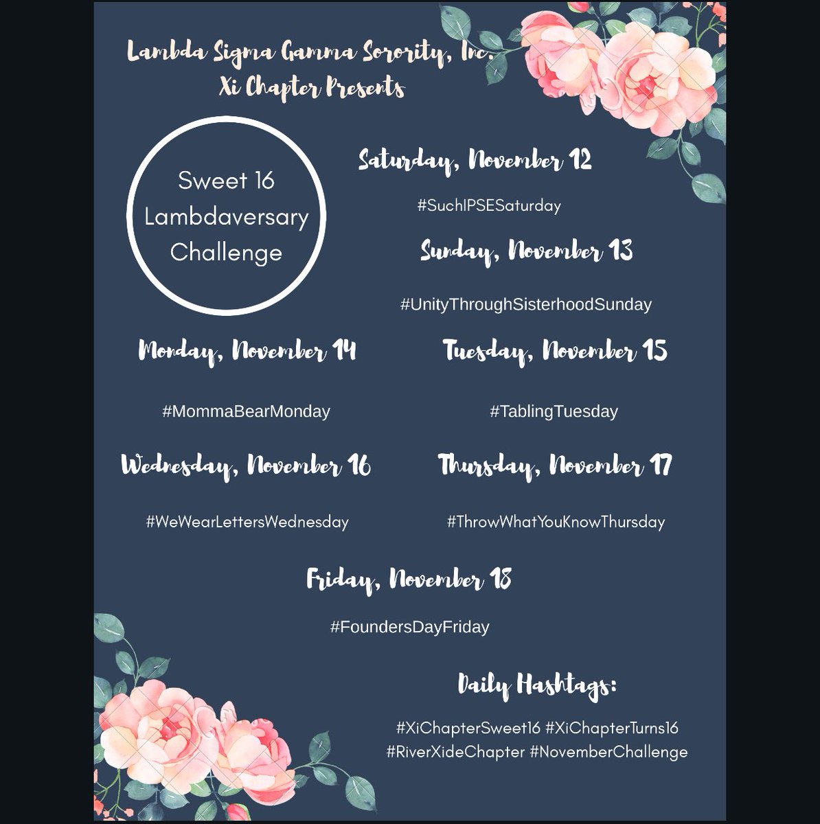ucr_lsg's tweet photo. Starting Nov 12, we'll begin our 16 Year Social Media Challenge. #XiChapterSweet16 #XiChapterTurns16 #RiverXideChapter #NovemberChallenge https://t.co/4VZcVY2USr