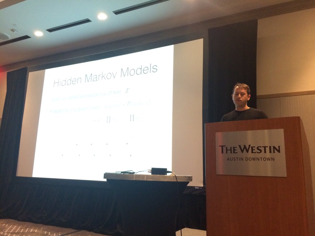 kaiwei_chang's tweet image. Yonatan Bisk @ybisk is presenting unsupervised Neural HMM #spnlp #emnlp2016