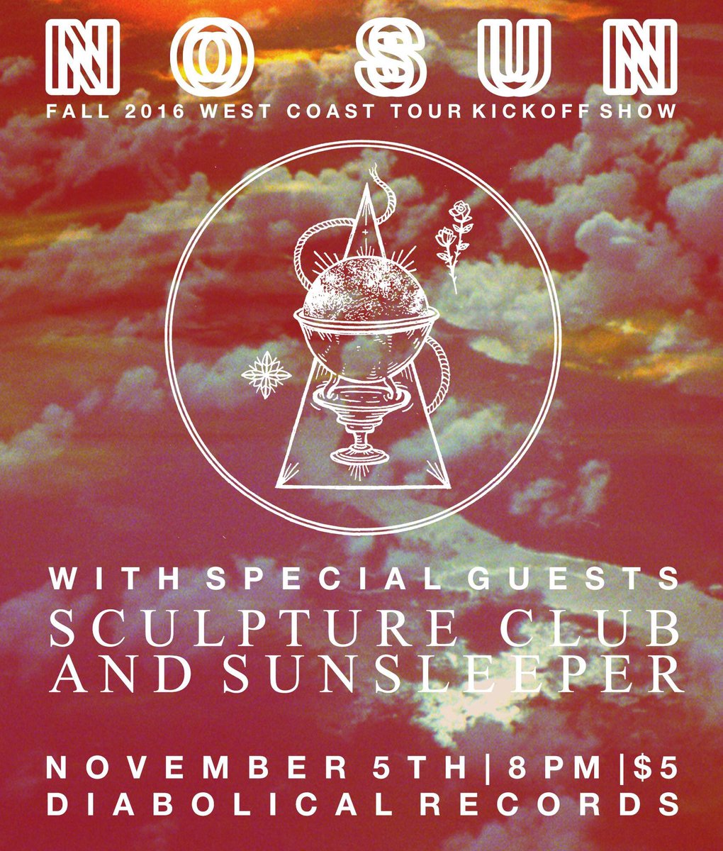 Sunsleeper (@sunsleepermusic) on Twitter photo Excited to be playing <a href="/diabolicalSLC/">Diabolical Records</a> tonight with <a href="/sculpture_club/">Sculpture Club</a> for the <a href="/nosunband/">No Sun</a> tour kick off. SMASH THAT RETWEET Excited to be playing <a href="/diabolicalSLC/">Diabolical Records</a> tonight with <a href="/sculpture_club/">Sculpture Club</a> for the <a href="/nosunband/">No Sun</a> tour kick off. SMASH THAT RETWEET