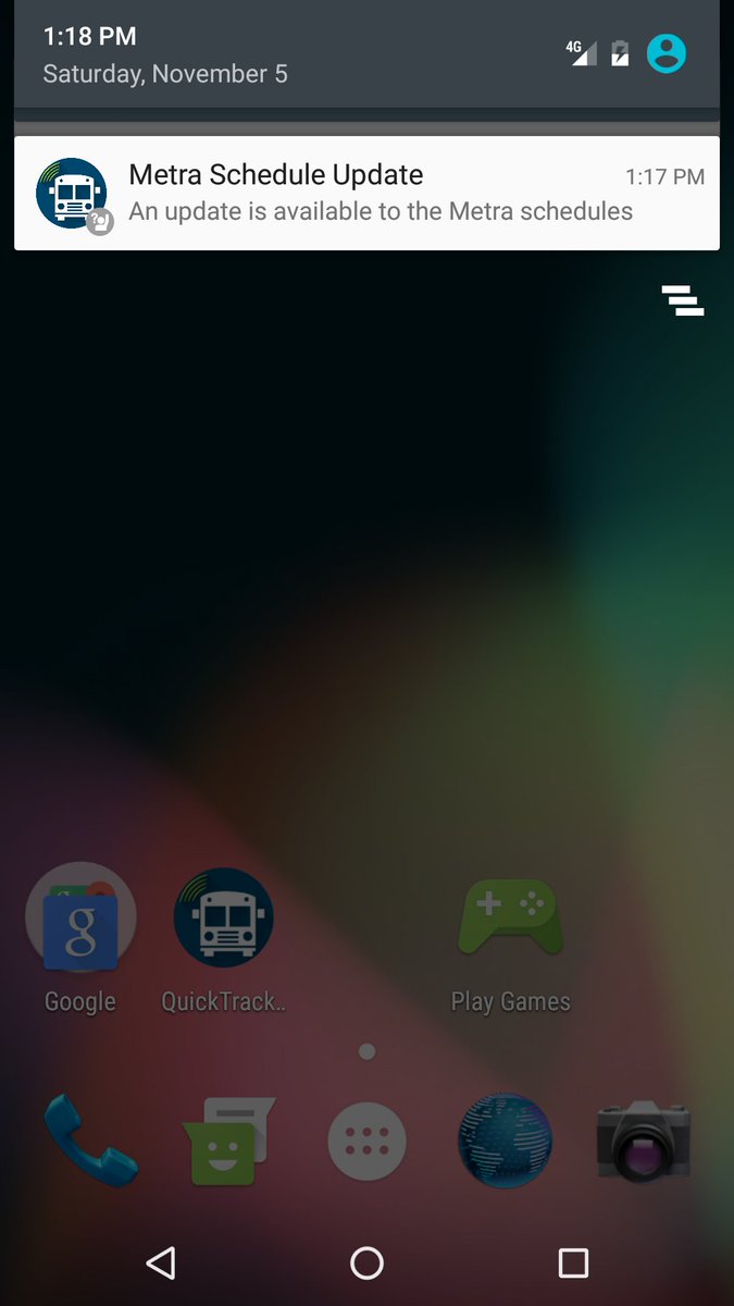 QuickTrack's tweet image. Early implementation of push notifications for Metra updates, app news/updates and image updates. All optional, all disabled by default.