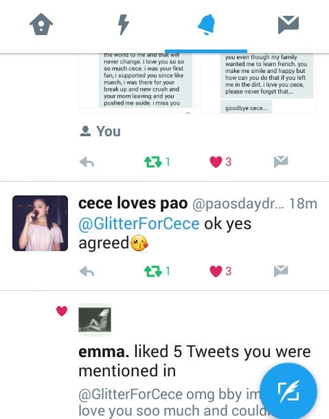 GlitterForCece's tweet photo. nothing has ever made me happier... she spammed ok, i love her so much and she made me smile @paosdaydream https://t.co/as9kY4NUxa