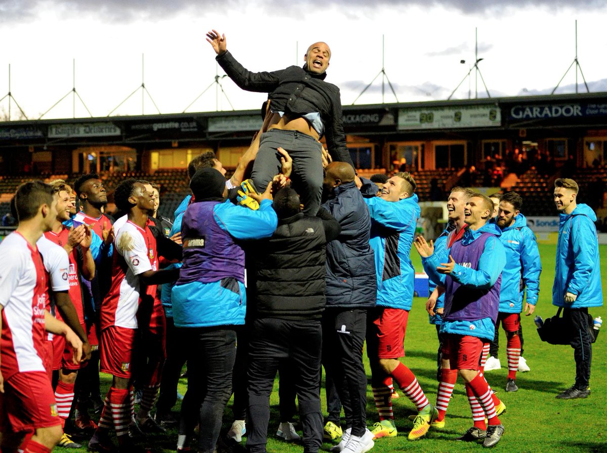 VitalSMFC's tweet photo. A wonderful picture from today! Shows how much this man means to the club and those players. #SMFC #Moors #Bignot https://t.co/ekdWABVxst