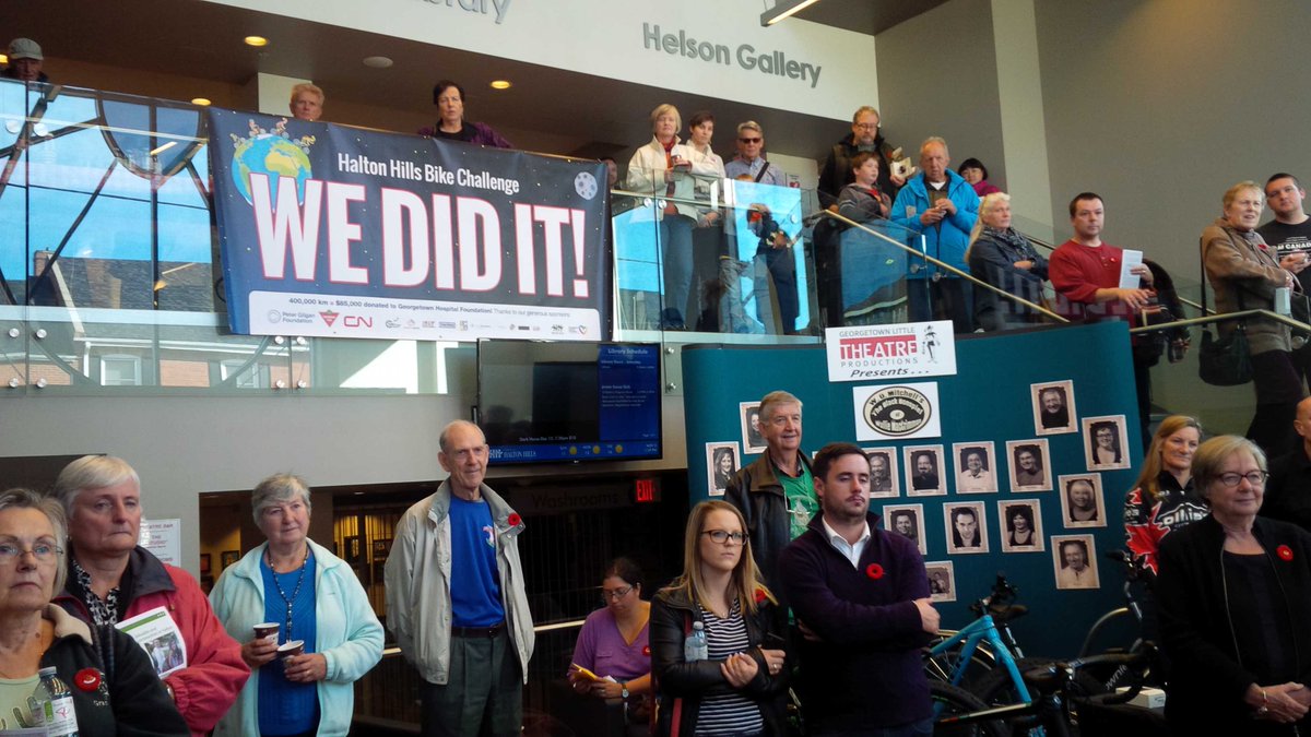 We had a party today celebrating the #HaltonHillsBikeChallenge success. Lots of energy in the room. Cyclists!!