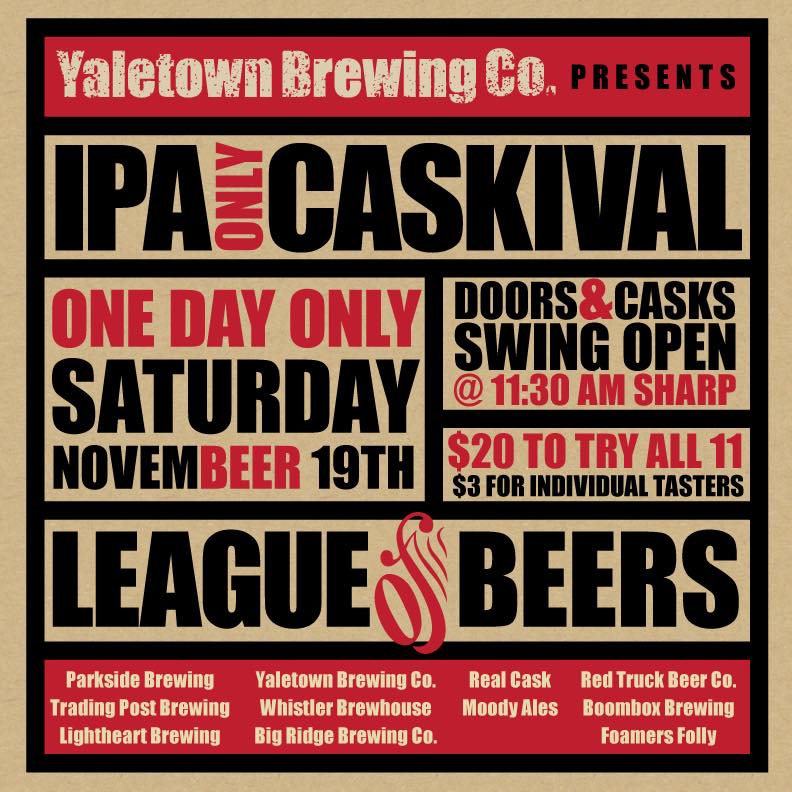 LightheartBeer's tweet photo. Pouring at the IPA Only Caskival on SAT/19NOV. $20 to try all 11 casks! #IPACaskival #casks #4monthsofbeer #Novembeer https://t.co/Dqx9xqj39c
