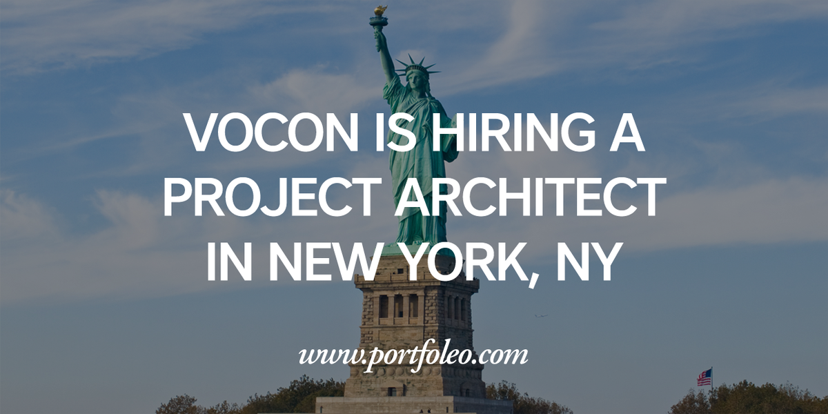 PortfoleoJobs's tweet photo. Hiring! Project Architect at @vocon - New York, NY: https://t.co/dDHqwvbcNy https://t.co/4l5Js8IYdq