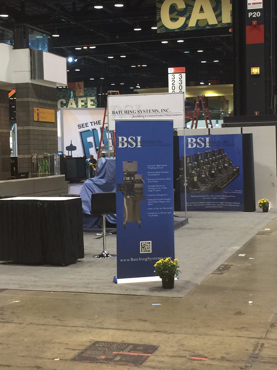 BatchingSystems's tweet photo. @packexposhow #BatchingSystems is all ready for opening day tomorrow! Come see what's under the sheets! #counting #weighing #bagging https://t.co/Nwe0XZniO1